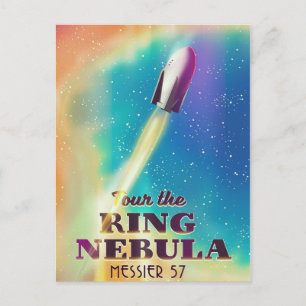 The Ring Nebula (Messier 57) Space travel poster. Postcard
