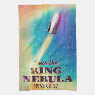 The Ring Nebula (Messier 57) Space travel poster. Tea Towel