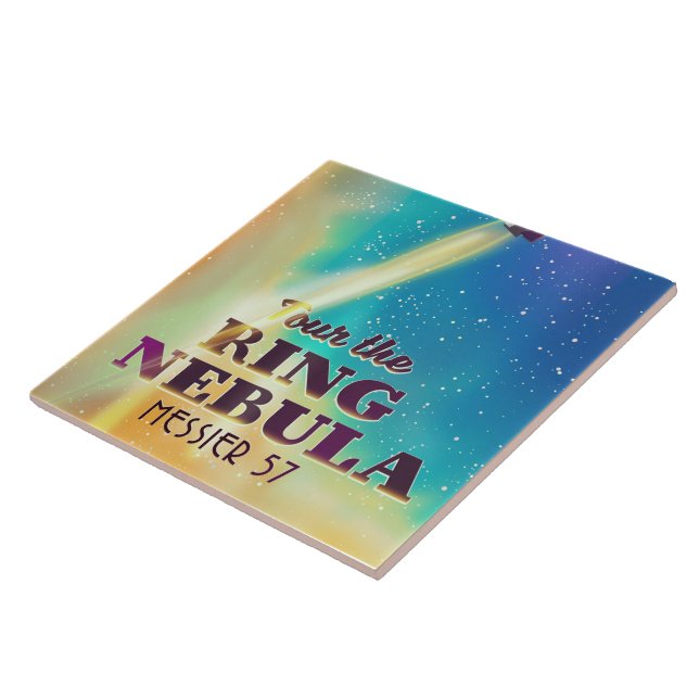 The Ring Nebula (Messier 57) Space travel poster. Tile (Side)