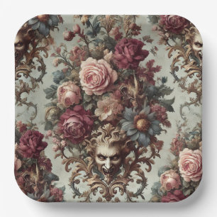 🌺 The Riot to Bloom – Gothic Baroque Floral  Paper Plate