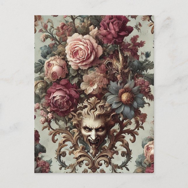 🌺 The Riot to Bloom – Gothic Victorian Holiday Postcard (Front)