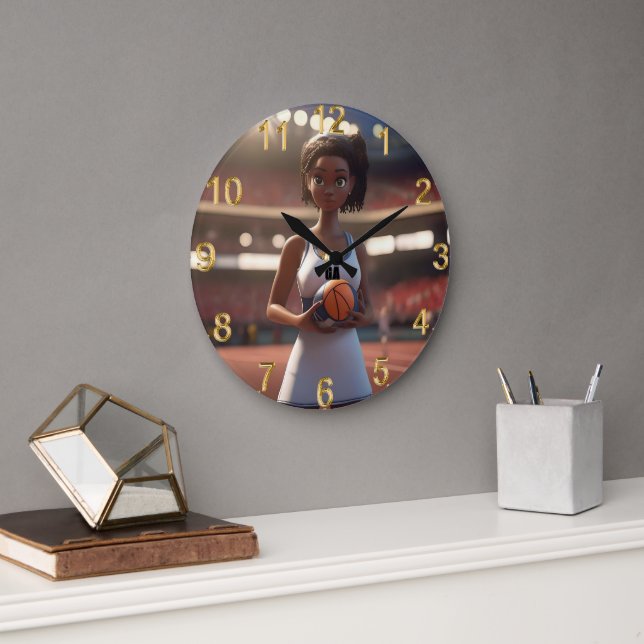 The Rise of the Brown-Skinned Netball Girl Large Clock (Office)