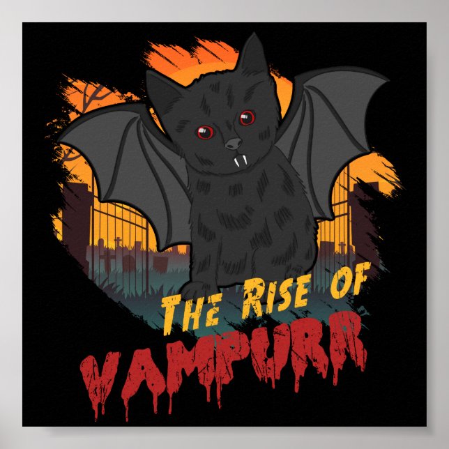 The Rise of Vampurr - Parody Cat Kitty Halloween Poster (Front)