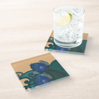 The rising fishes glass coaster