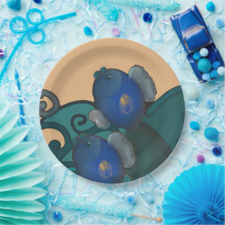 The rising fishes paper plate