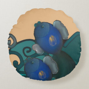 The rising fishes round cushion