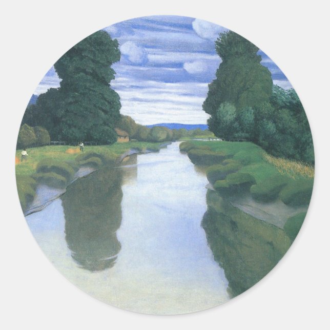 The River at Berville by Felix Vallotton, Fine Art Classic Round Sticker (Front)