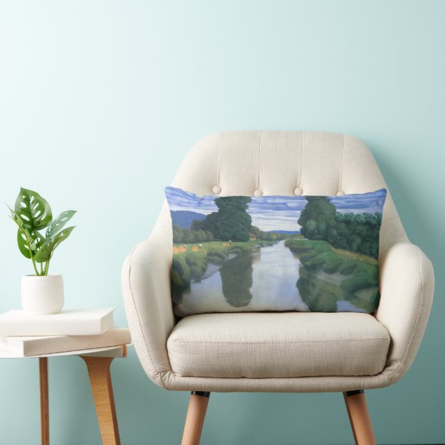 The River at Berville by Felix Vallotton, Fine Art Lumbar Cushion (Chair)