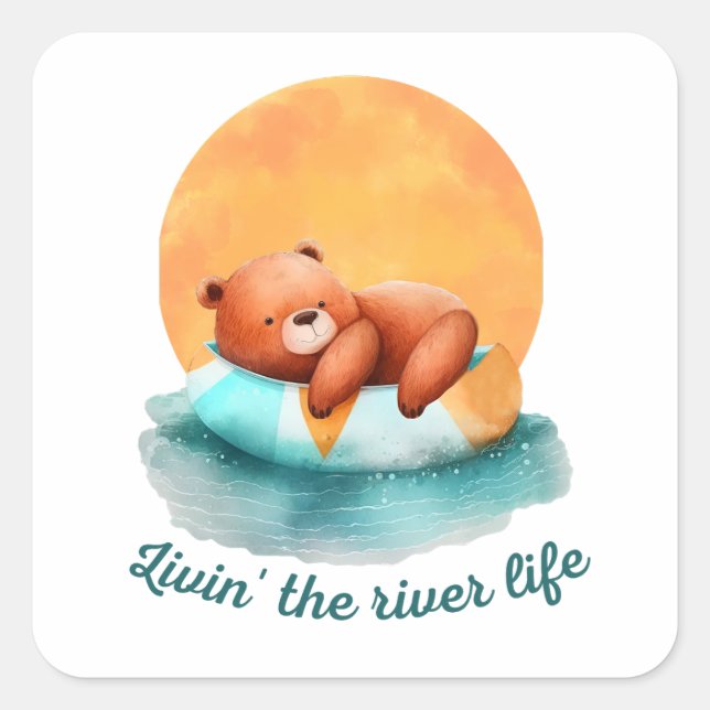 The River Life Bear | Cute  Square Sticker (Front)