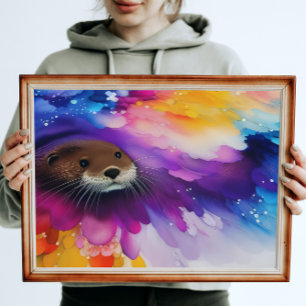 The River Otter   Colourful Digital Painting Poster
