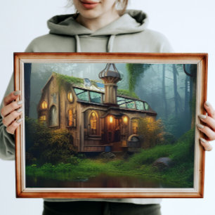 The River Workshop   Steampunk Digital Art Poster