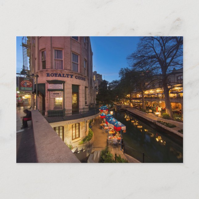 The Riverwalk At Dusk In Downtown San Antonio 2 Postcard (Front)