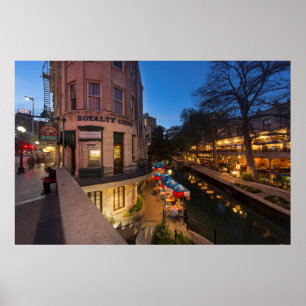 The Riverwalk At Dusk In Downtown San Antonio 2 Poster