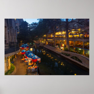 The Riverwalk At Dusk In Downtown San Antonio Poster