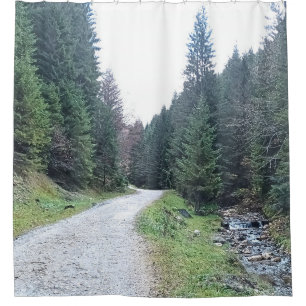 The Road Between Pines - Wild Nature Romania Shower Curtain