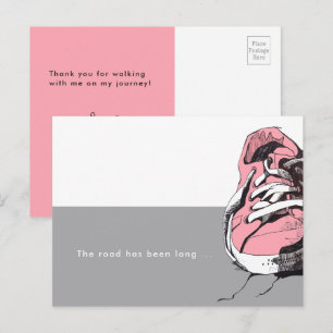 The Road Has Been Long Pink Sneaker Thank You Postcard
