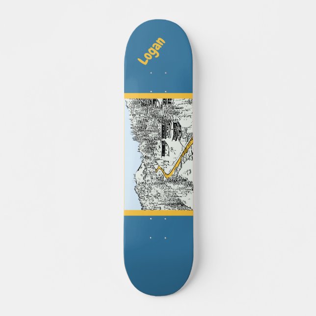 The road in the mountains black and white design skateboard (Front)
