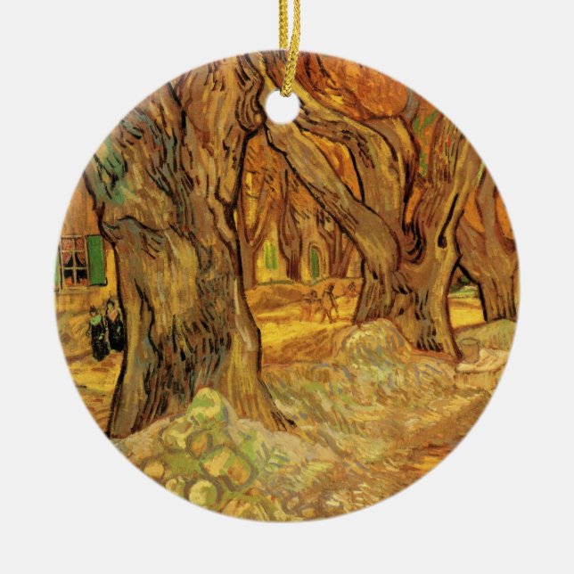 The Road Menders by Vincent van Gogh Ceramic Tree Decoration (Front)