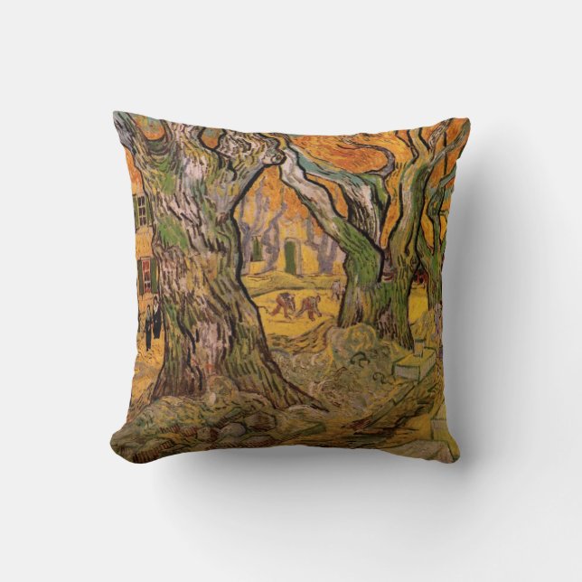 The Road Menders by Vincent van Gogh Cushion (Front)
