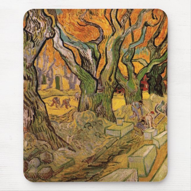 The Road Menders by Vincent van Gogh Mouse Mat (Front)