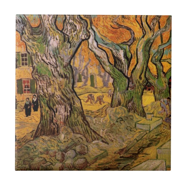 The Road Menders by Vincent van Gogh Tile (Front)
