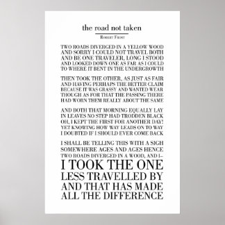 The Road No Taken by Robert Frost Poster