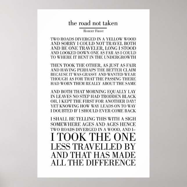 The Road No Taken by Robert Frost Poster (Front)