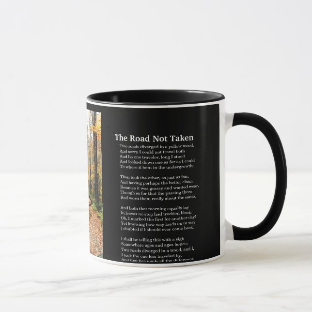 The Road Not Taken - Printed Poem On Mug - Autumn (Right)