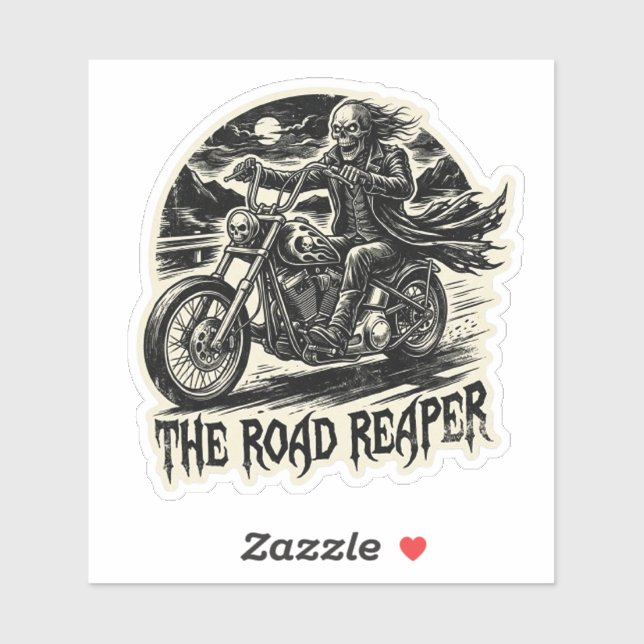 The Road Reaper Skeleton Biker Sticker | Dark Chop (Sheet)