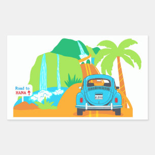 The Road to Hana Hawaiian Vacation Rectangular Sticker