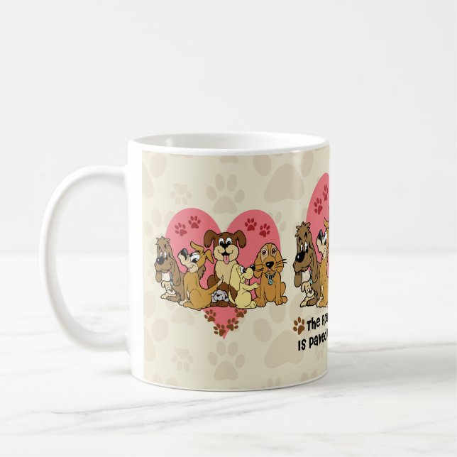 The Road To My Heart Dog Paw Prints Coffee Mug (Left)
