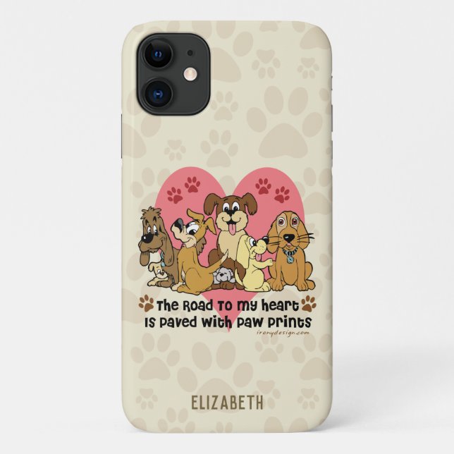 The Road To My Heart Dogs Add Name Case-Mate iPhone Case (Back)