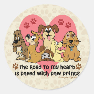 The Road To My Heart Dogs Classic Round Sticker