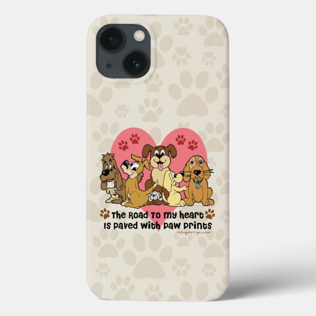 The Road To My Heart Dogs Paw Prints Case-Mate iPhone Case (Back)