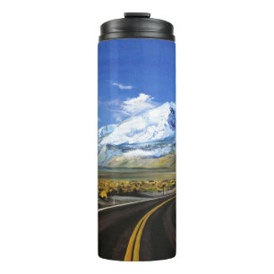the road to the mountains oil paintingasphalt,autu thermal tumbler