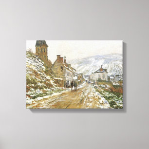 The Road to Vetheuil in Winter by Monet Wrapped Ca Canvas Print