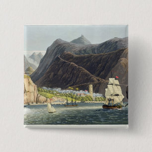 The Roads, St. Helena, engraved by Robert Havell ( 15 Cm Square Badge