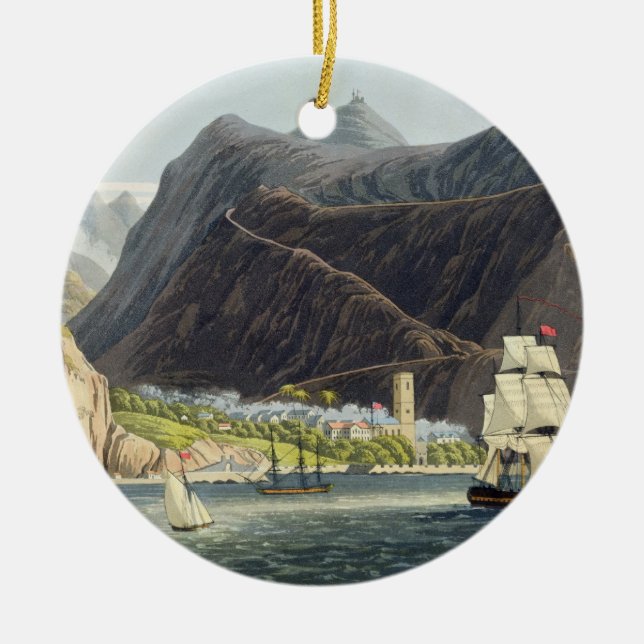 The Roads, St. Helena, engraved by Robert Havell ( Ceramic Tree Decoration (Front)