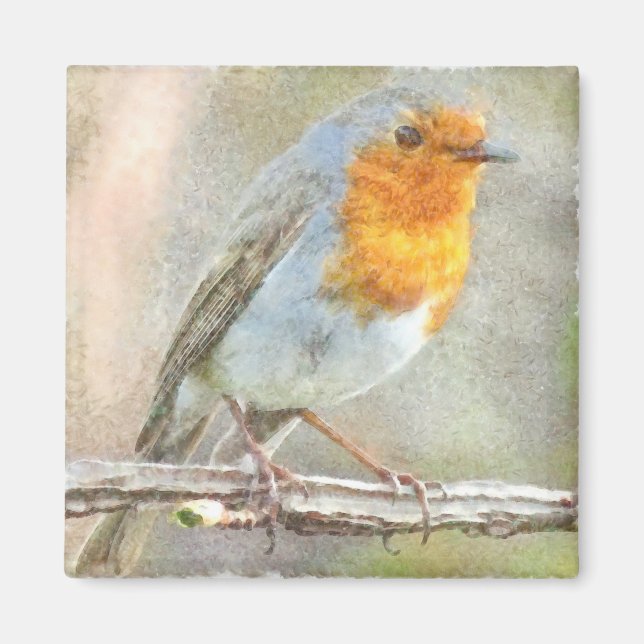 The Robin Is A Gabriel Watercolor Magnet (Front)