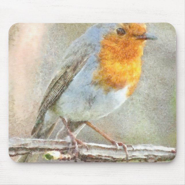 The Robin Is A Gabriel Watercolor Mouse Mat (Front)