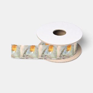 The Robin Is A Gabriel Watercolor Satin Ribbon