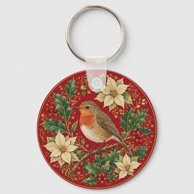 The Robin’s Winter Wreath Key Ring (Back)