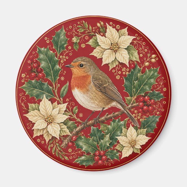The Robin’s Winter Wreath Magnet (Front)