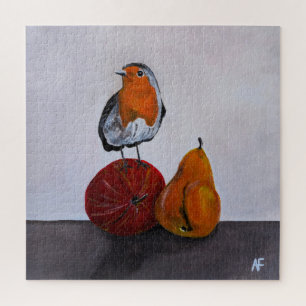 The Robin's Fleeting Visit Painting by Alfred Fox Jigsaw Puzzle
