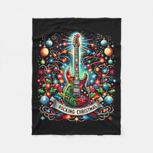 The Rocking Christmas Christmas Rock Guitar Santa Fleece Blanket