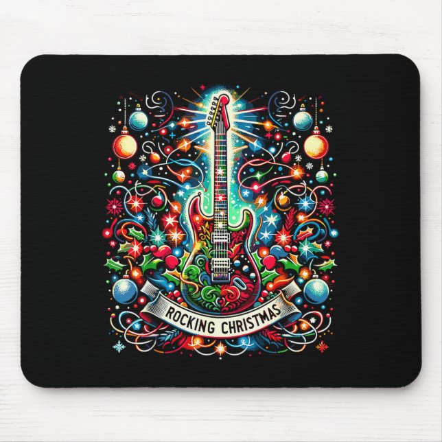 The Rocking Christmas Christmas Rock Guitar Santa  Mouse Mat (Front)
