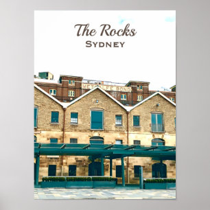 The Rocks Sydney vintage heritage travel Poster