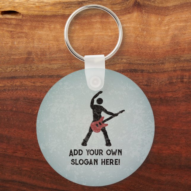 The Rockstar - Musician with Red Guitar - own text Key Ring (Front)