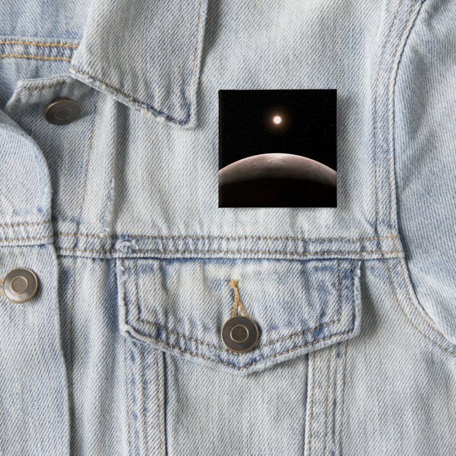The Rocky Exoplanet Lhs 475 B And Its Host Star. 15 Cm Square Badge (In Situ)