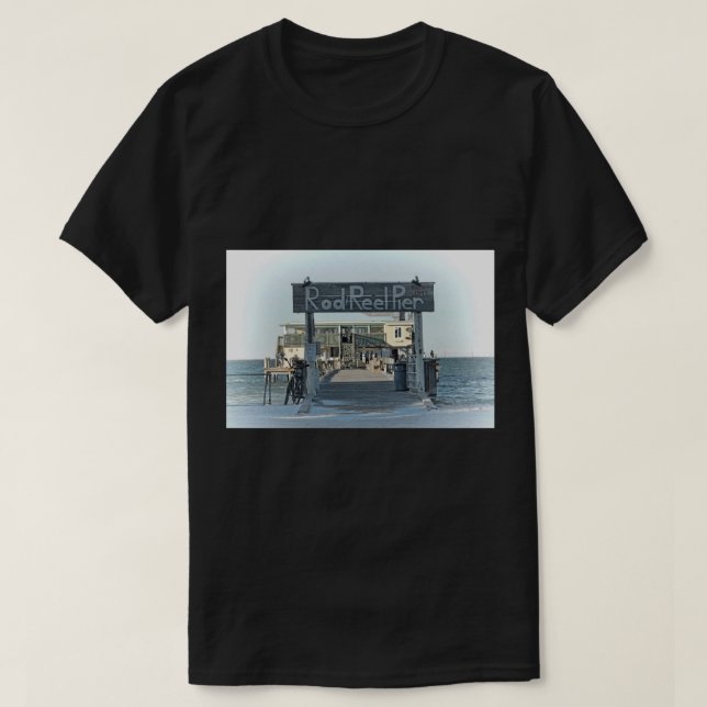 The Rod And Reel Pier    Sticker T-Shirt (Design Front)